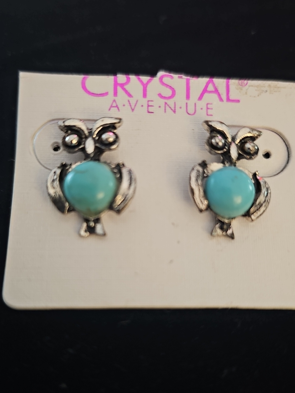 Crystal‎ Avenue Owl Stud Earrings Womens  Turquoise Silver Tone Boho Animal